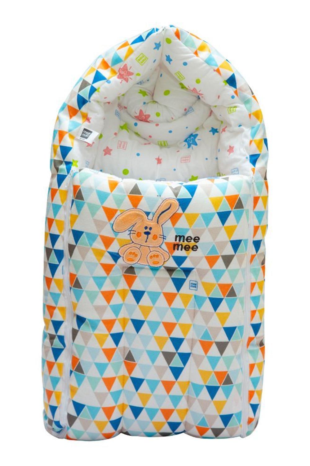 Mee Mee 3 in 1 Baby Carry Nest with Sleeping Bag and Mattress for Babies (Blue Multi Design)